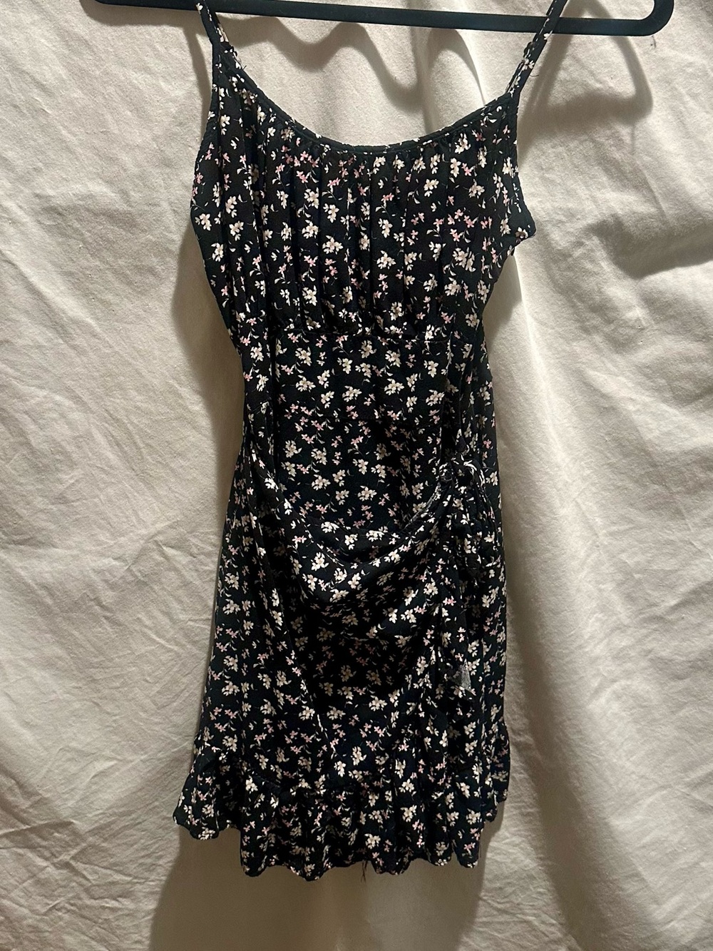Rue21 Black Mini Dress with White and Light Pink Floral Print